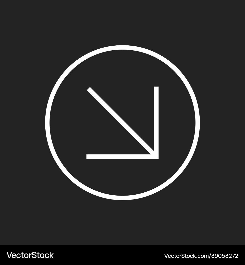 Simple diagonal downward right arrow isolated Simple diagonal downward right arrow isolated vector image