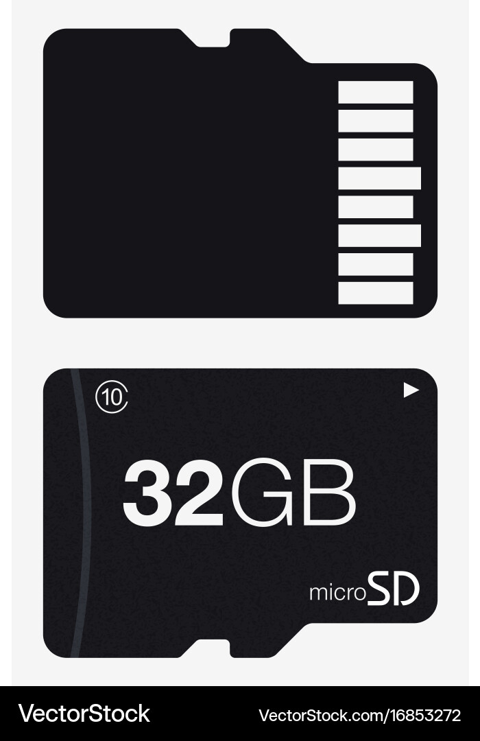 Top view of micro sd memory card isolated vector image