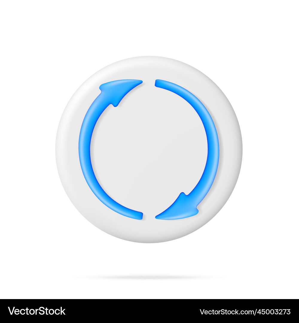 3D Synchronization Icon - Round Sync vector image