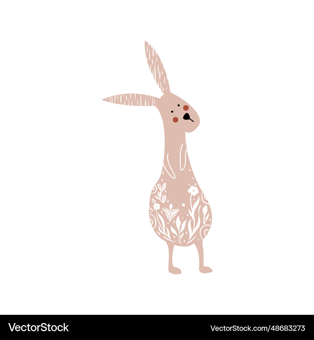 Adorable hare or wild rabbit sitting in flowers Adorable hare or wild rabbit sitting in flowers vector image