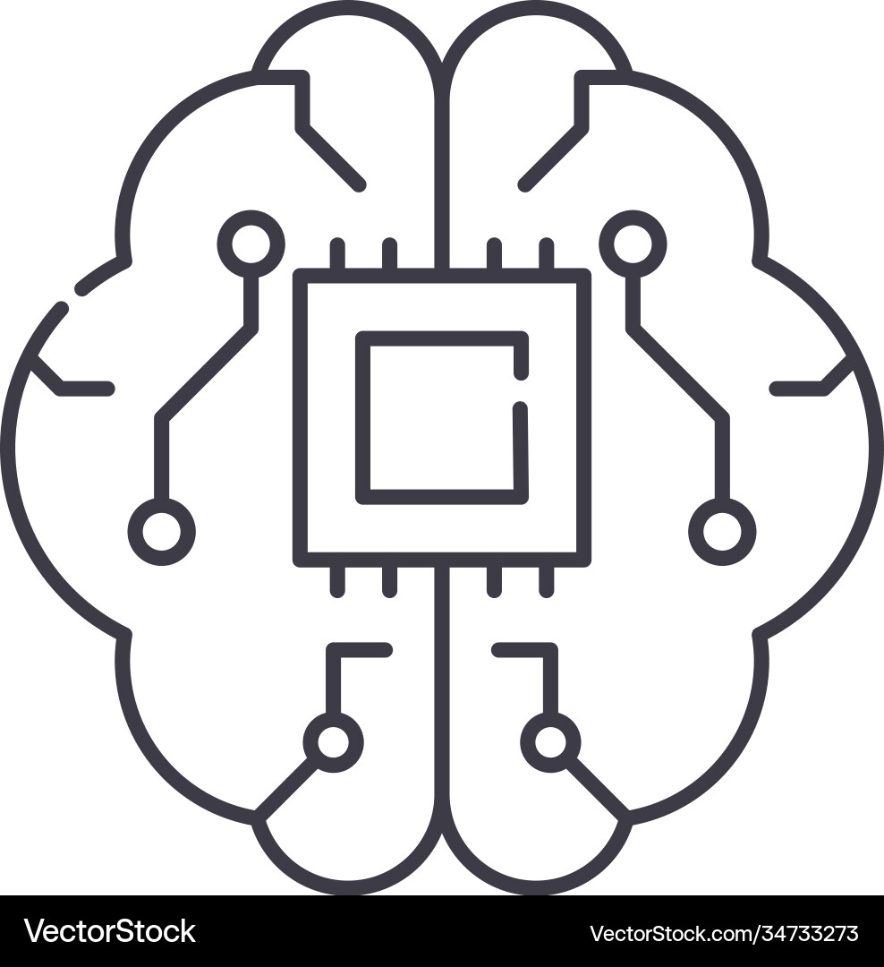 Artificial intelligence brain icon linear Vector Image