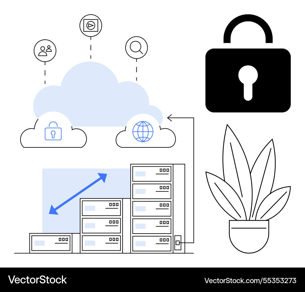 Cloud computing development with data servers Cloud computing development with data servers vector image