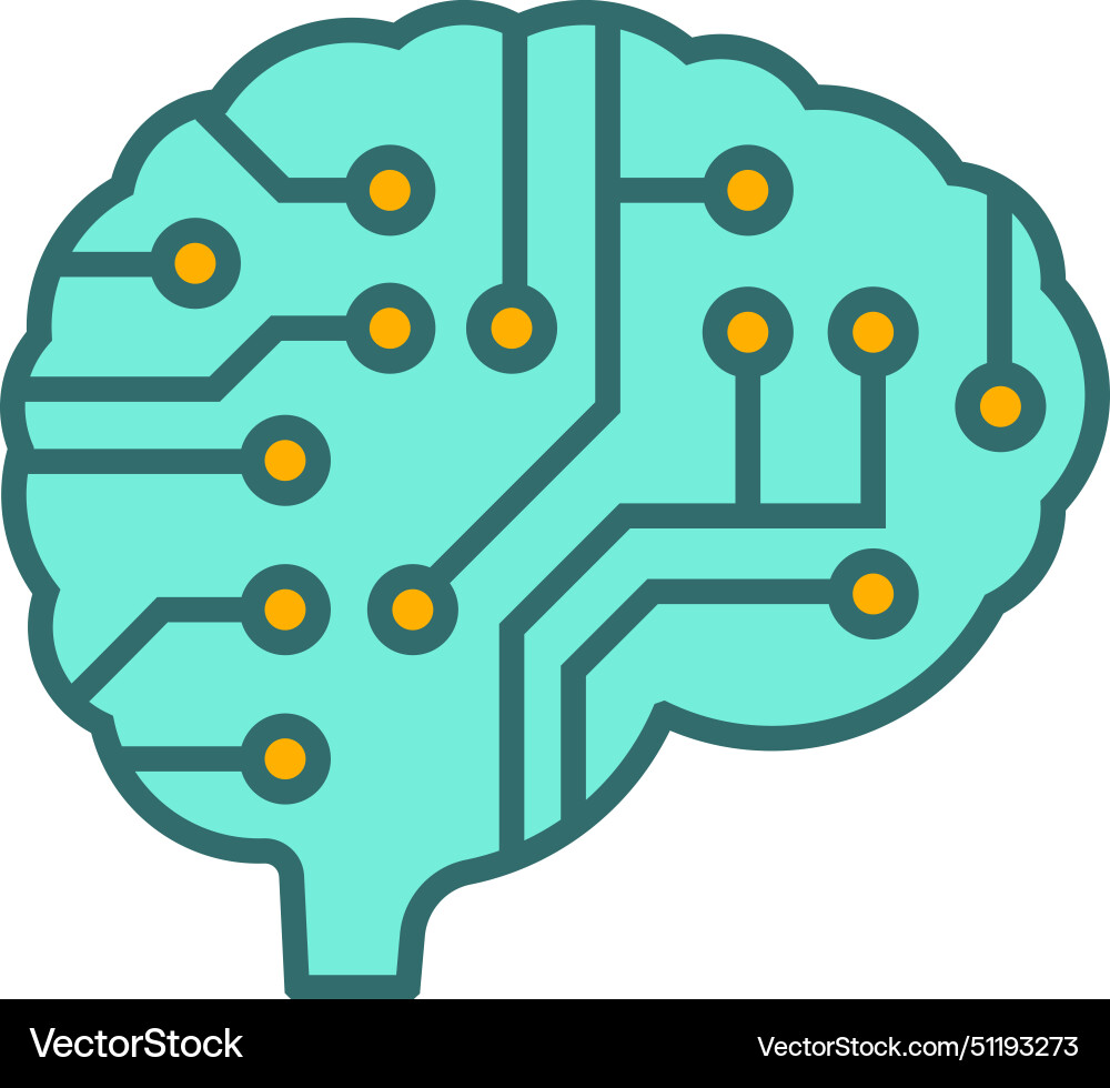 Cyber brain icon in line and fill style Cyber brain icon in line and fill style Vector Image