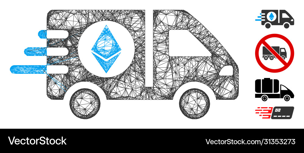 Ethereum express car web mesh Vector Image