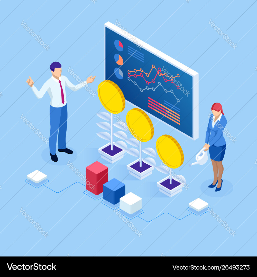 Isometric concept business analysis analytics vector image