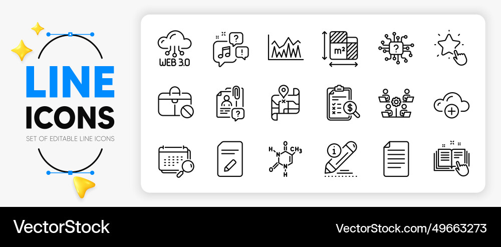 Jobless file and teamwork line icons for web app Vector Image