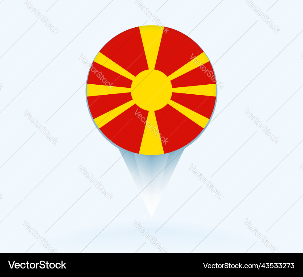 Map pointer with flag of macedonia vector image