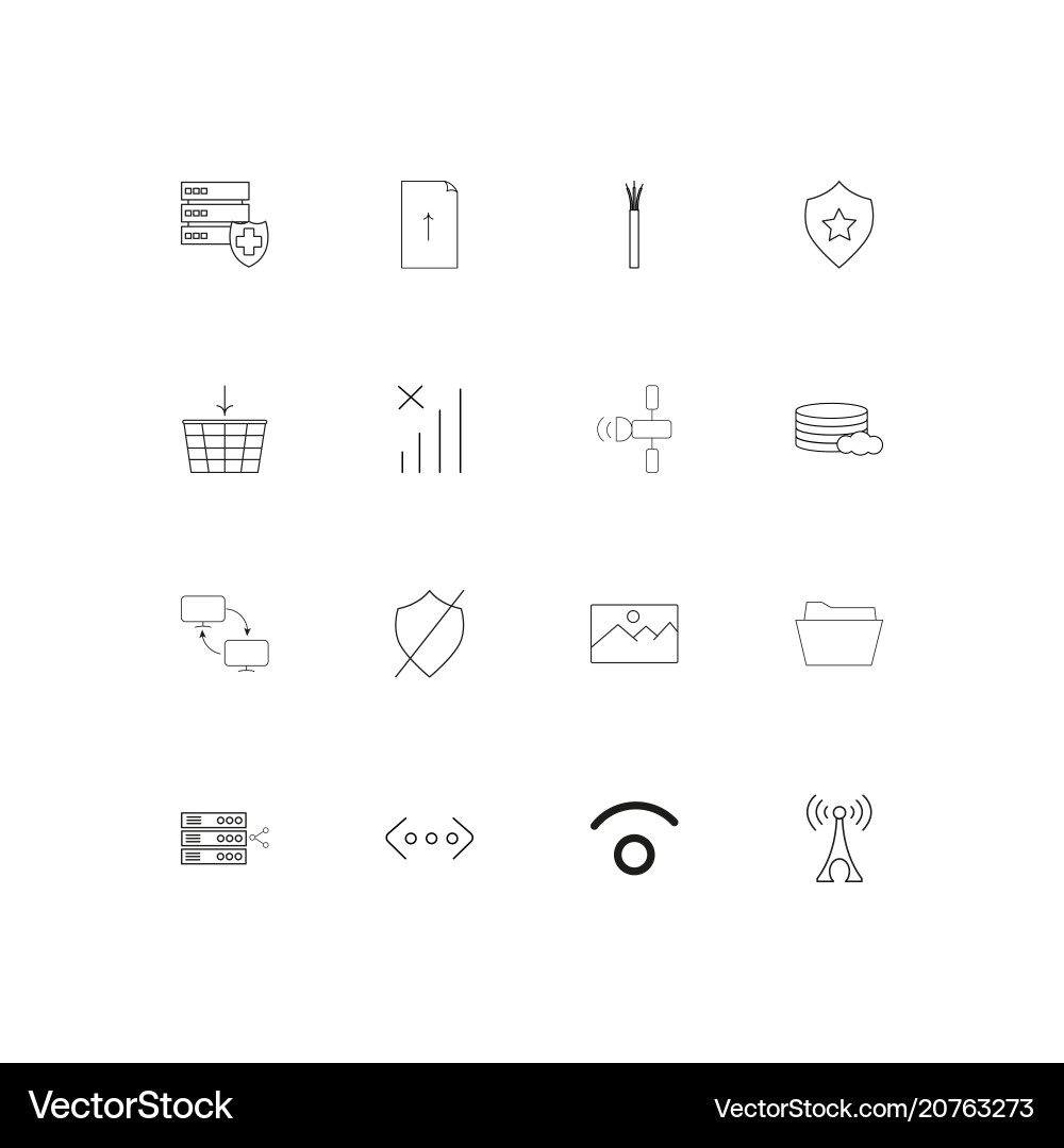 Network and database linear thin icons set vector image
