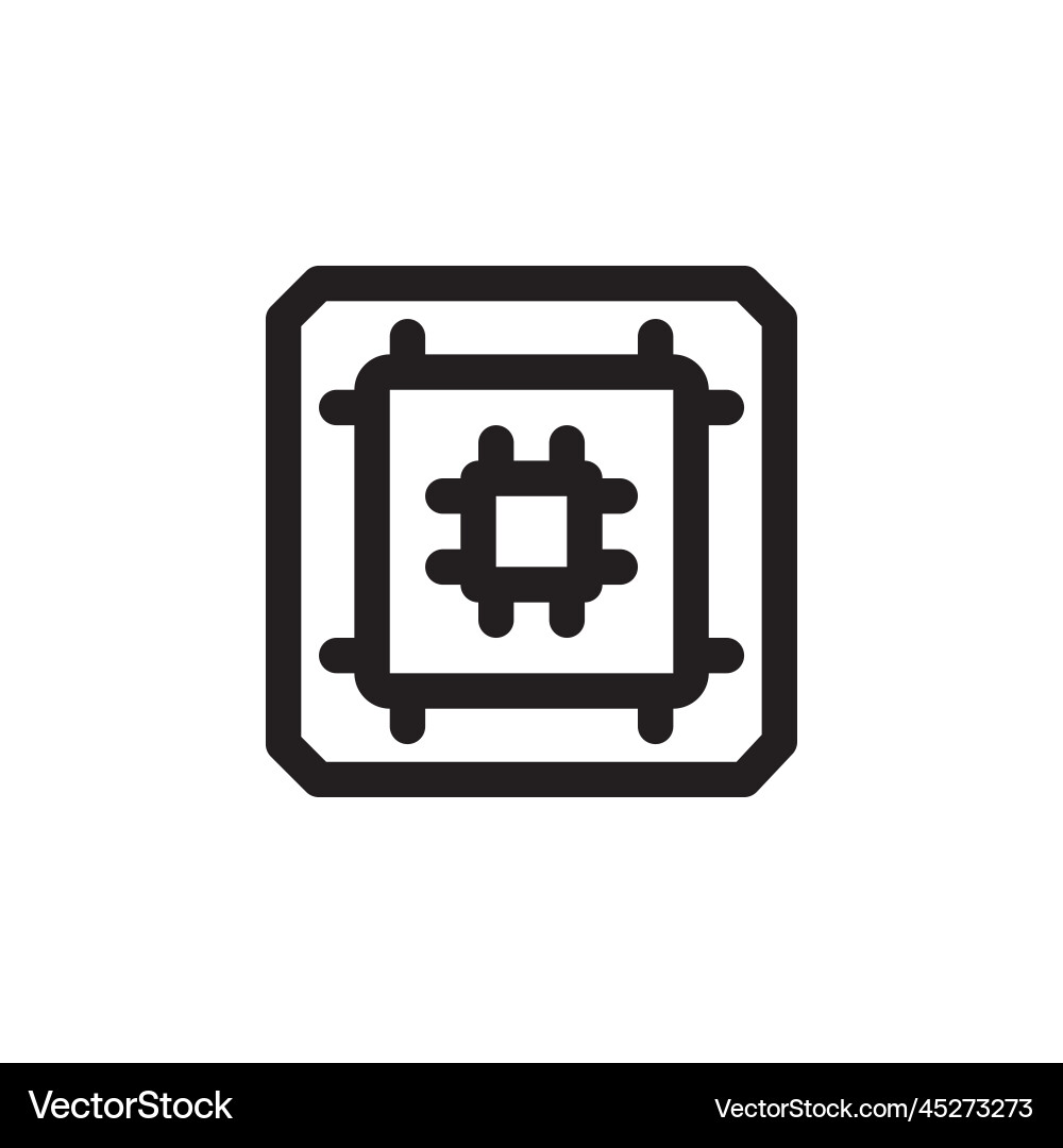 Processor icon computer component outline Processor icon computer component outline vector image