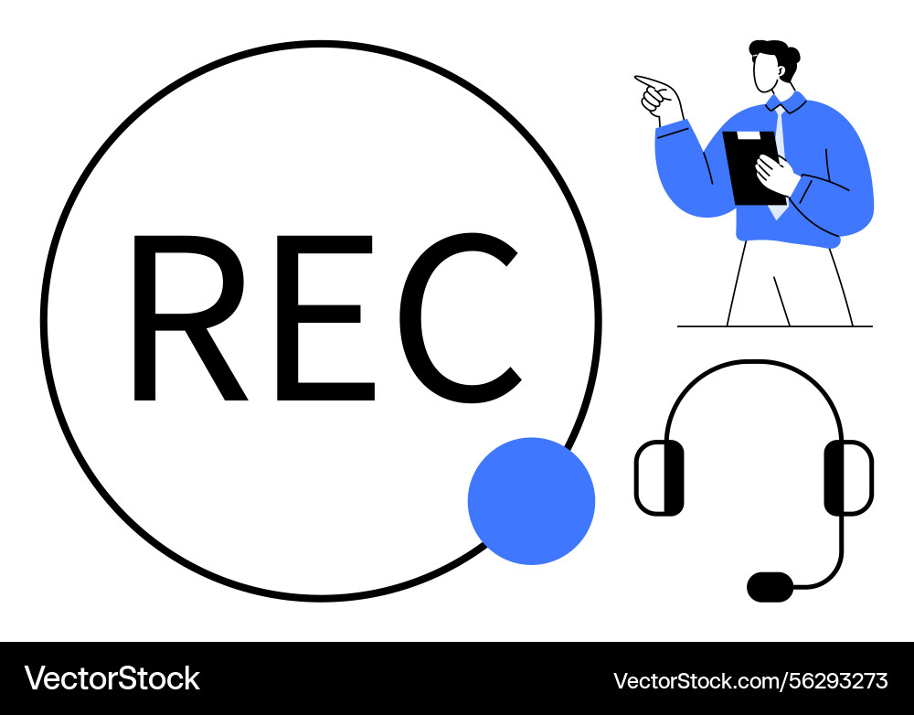 Recording concept with large rec button Recording concept with large rec button vector image