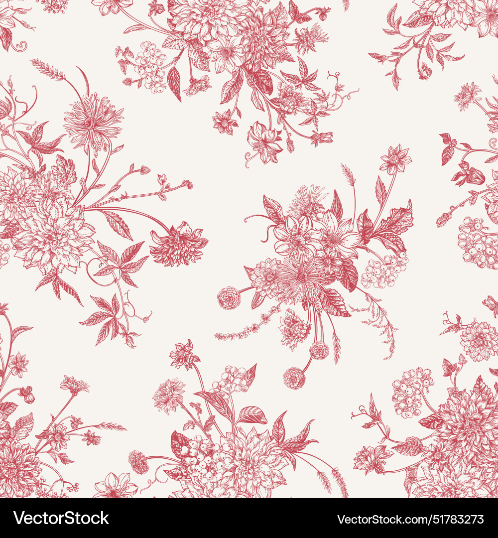 Seamless floral pattern with dahlias and other Seamless floral pattern with dahlias and other vector image