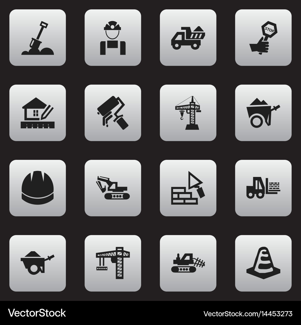 Set of 16 editable structure icons includes Vector Image