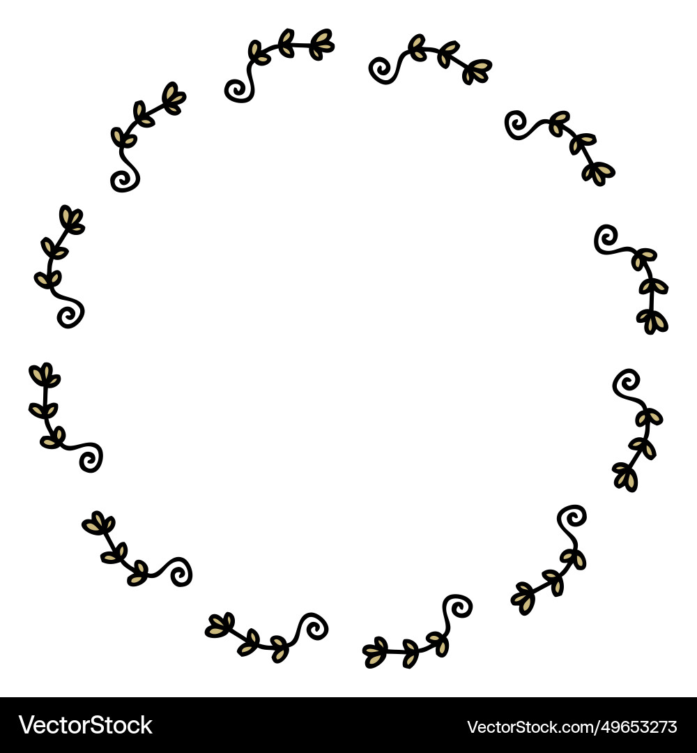 Simple round empty frame with hand drawn branches Simple round empty frame with hand drawn branches Vector Image
