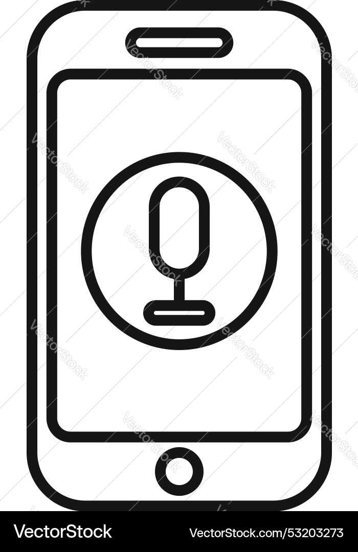 Smartphone recording audio message with microphone Smartphone recording audio message with microphone Vector Image