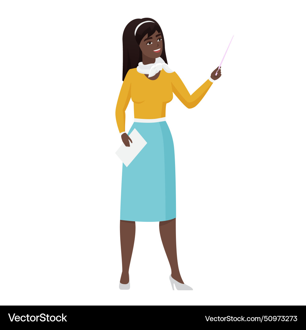 Teacher holding pointer to show and explain vector image