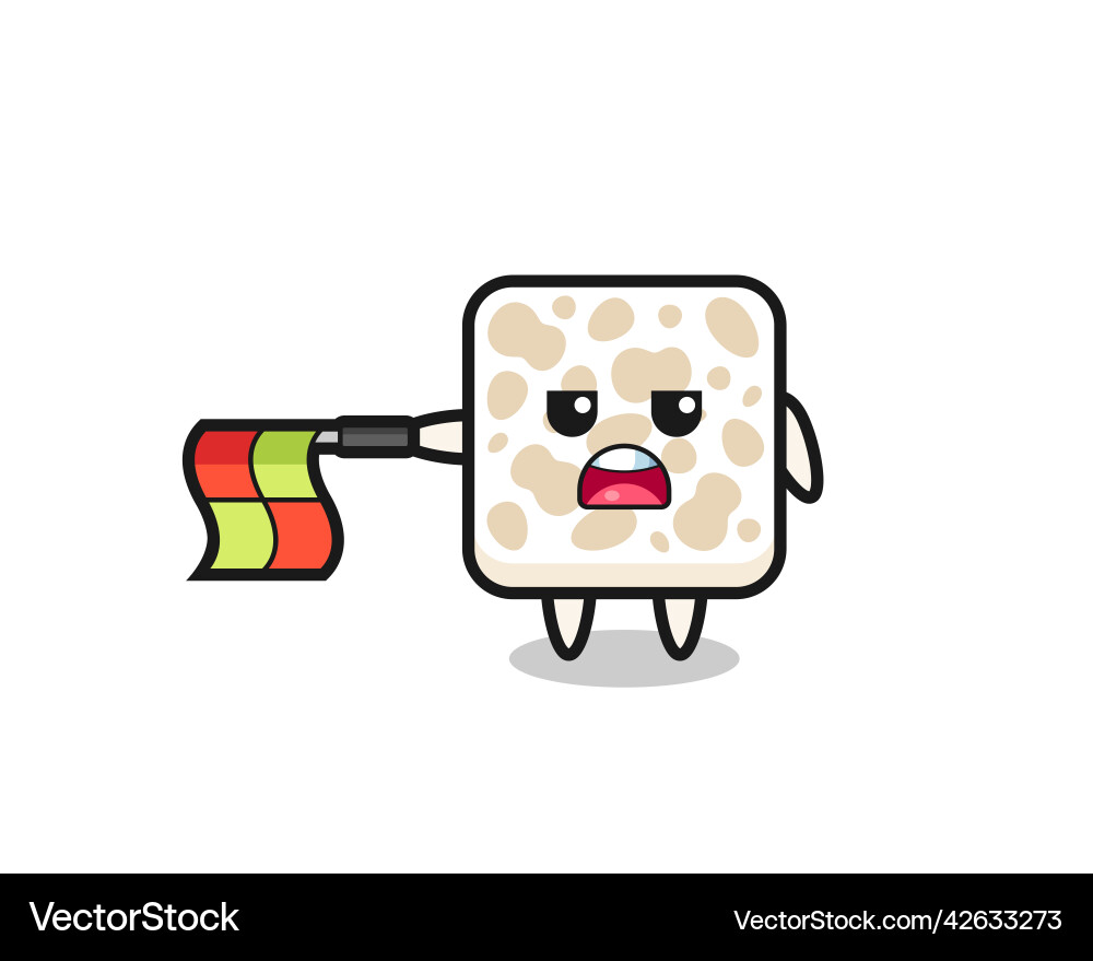 Tempeh character as line judge hold the flag Tempeh character as line judge hold the flag vector image