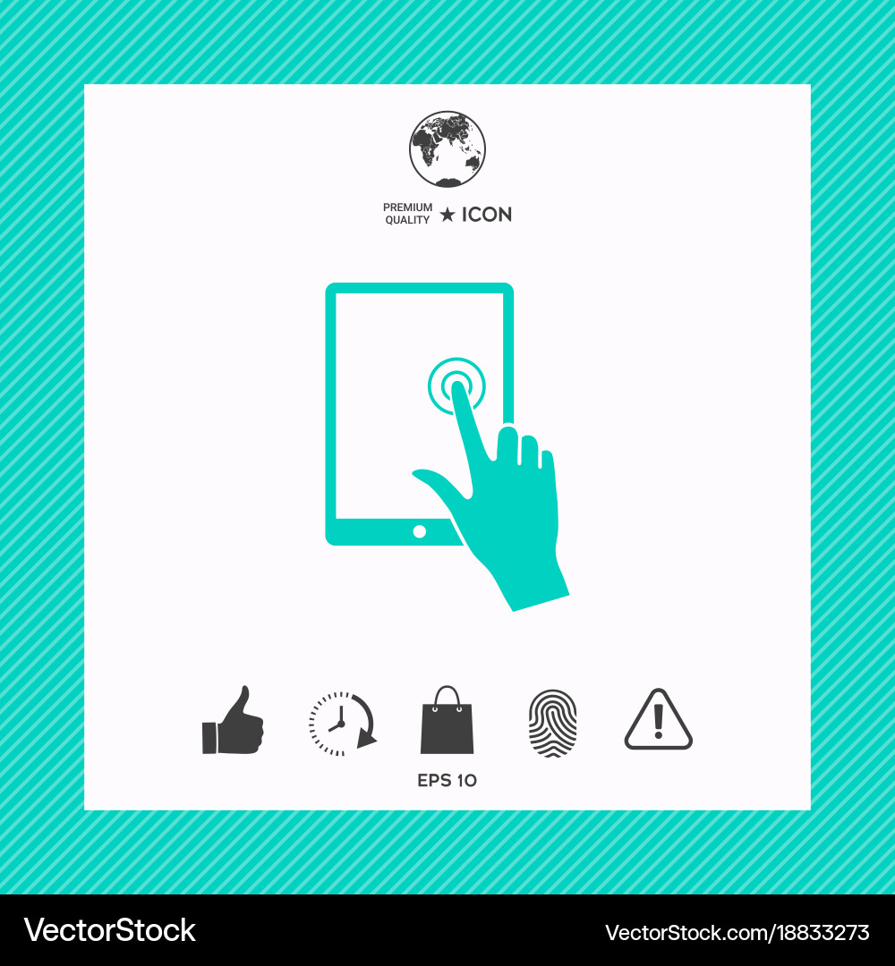 Touch screen tablet with click hand vector image