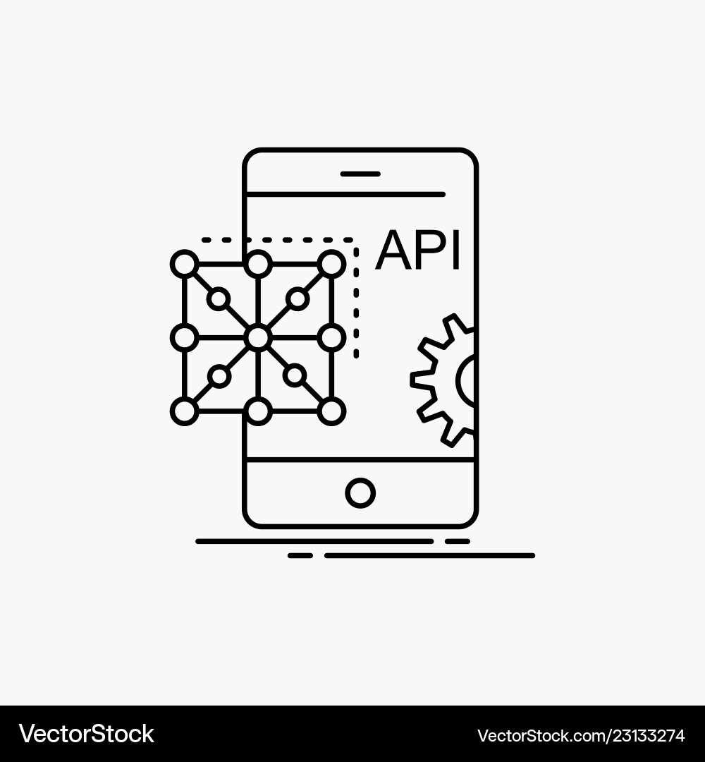Api application coding development mobile line Api application coding development mobile line vector image