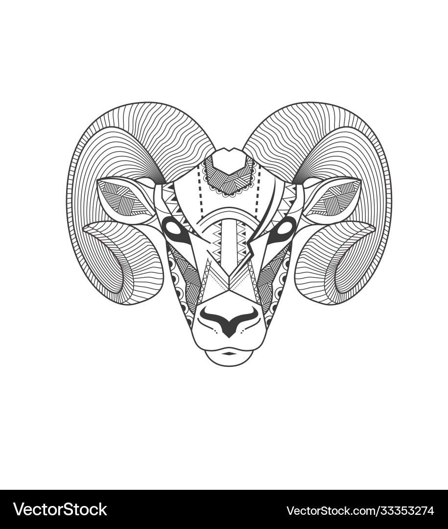 Aries tribal black and white tattoo Aries tribal black and white tattoo vector image