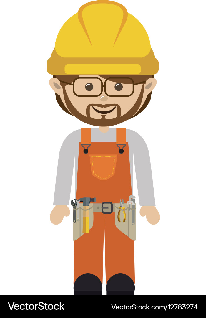 Avatar worker with toolkit and beard vector image