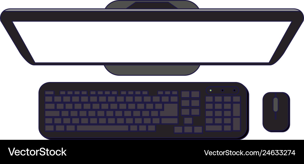 Computer with keyboard and mouse topview blue Computer with keyboard and mouse topview blue vector image