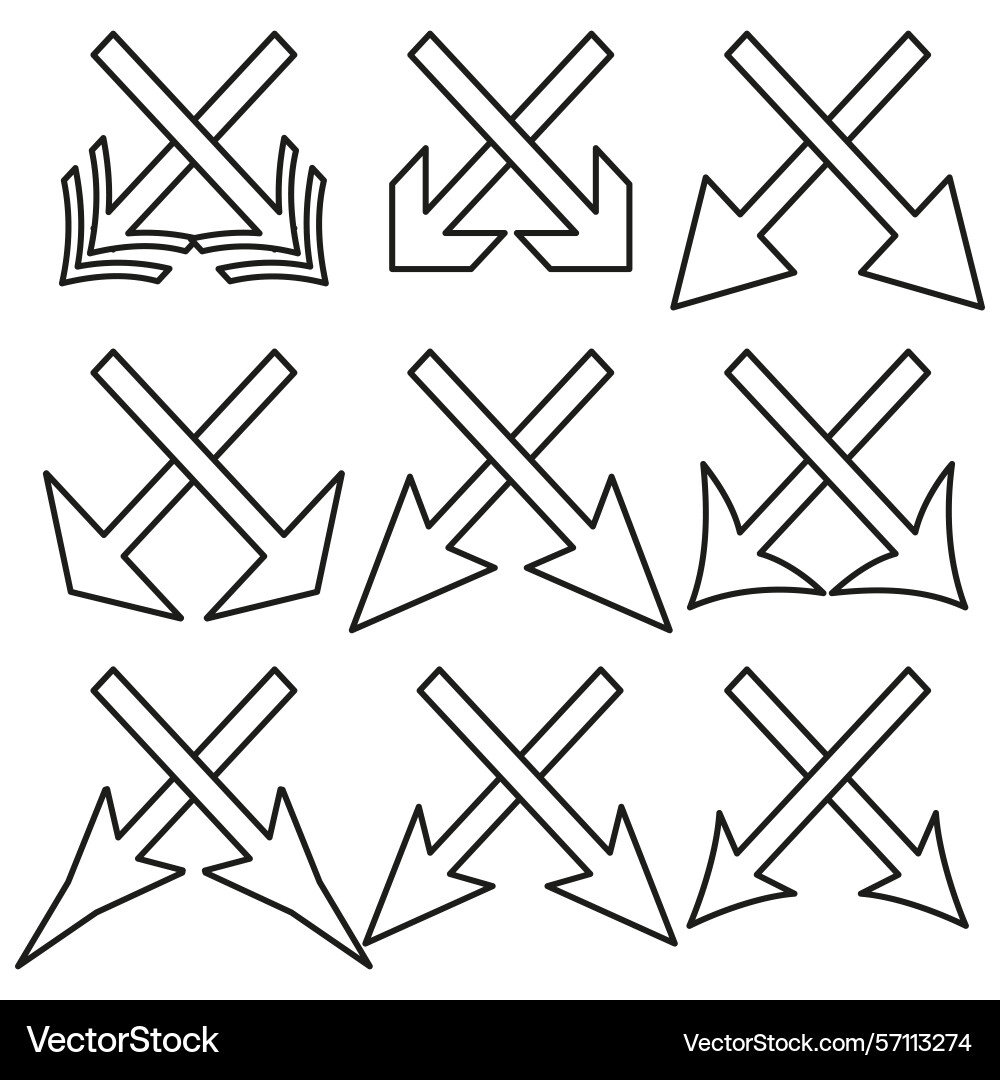 Crossed cursor icon mouse pointer arrow shape Crossed cursor icon mouse pointer arrow shape vector image