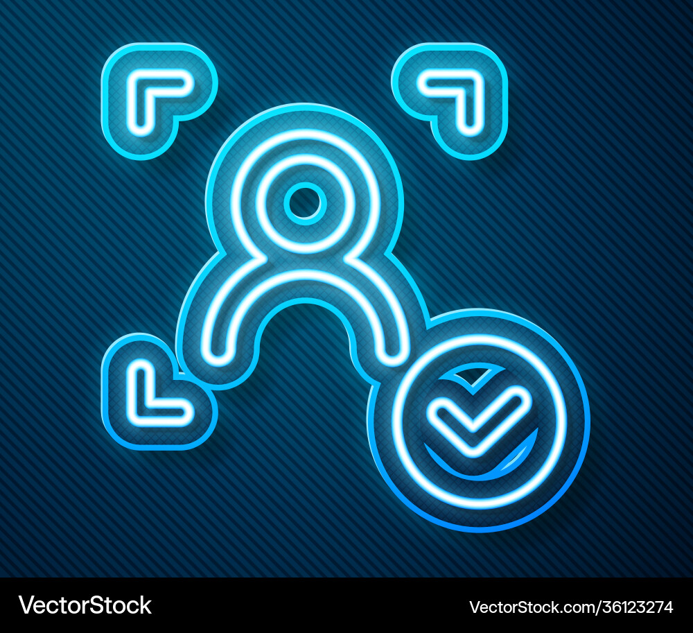 Glowing neon line face recognition with check mark Glowing neon line face recognition with check mark vector image