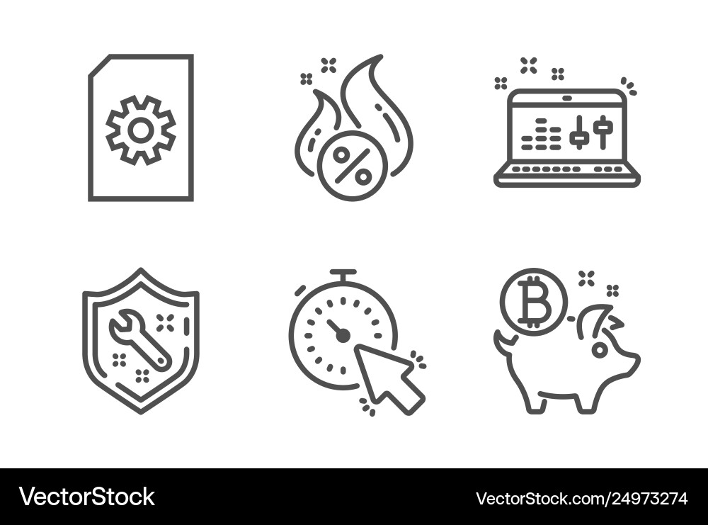 Hot loan sound check and timer icons set file Hot loan sound check and timer icons set file vector image