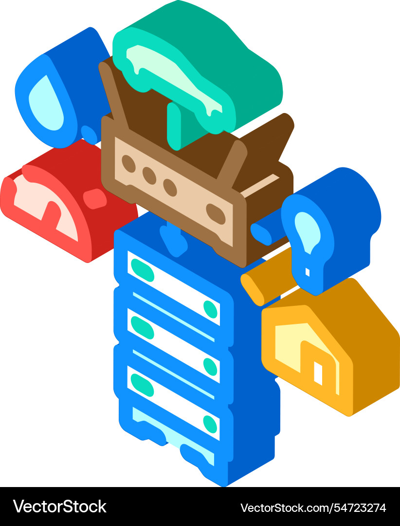 Iot gateway data center isometric icon Iot gateway data center isometric icon vector image