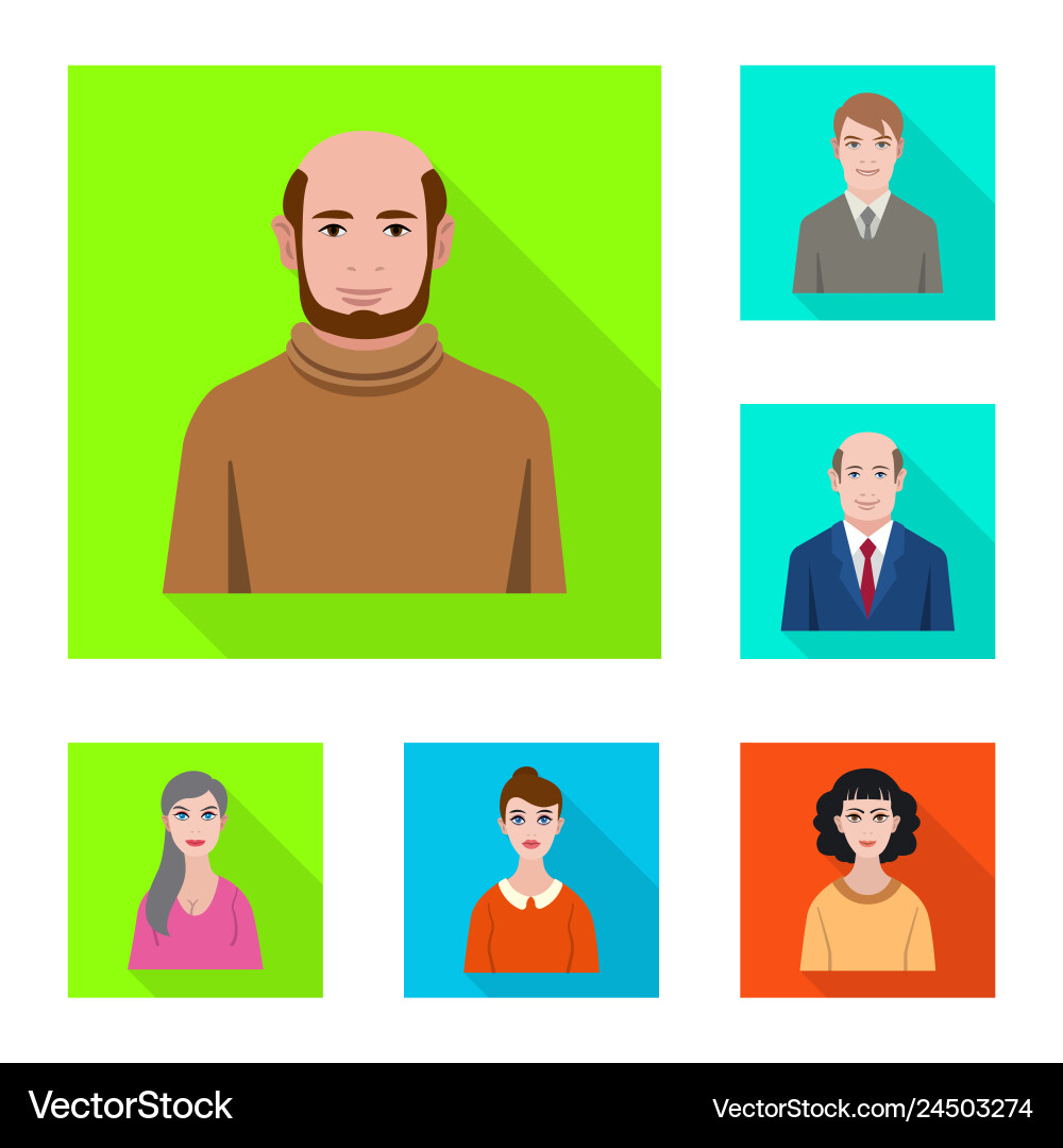 Isolated object of profile and portrait sign set Isolated object of profile and portrait sign set Vector Image