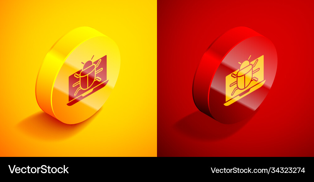 Isometric system bug on monitor icon isolated Isometric system bug on monitor icon isolated vector image