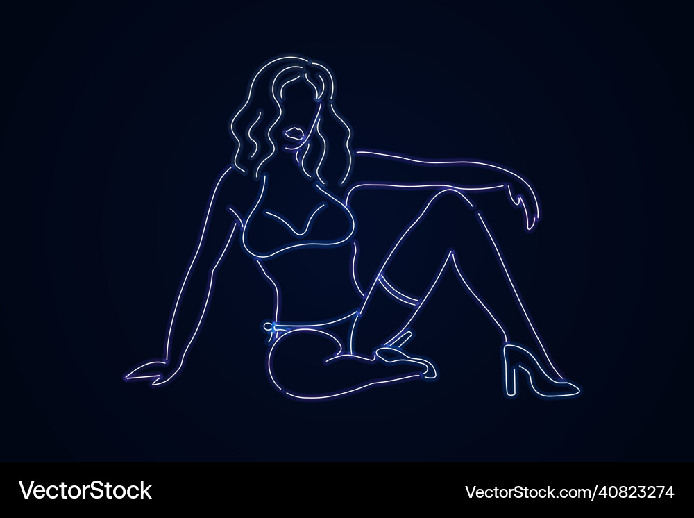 Neon abstract stripper sitting on floor Neon abstract stripper sitting on floor vector image