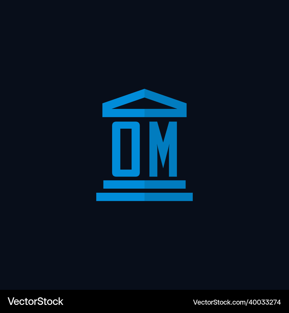 Om initial logo monogram with simple courthouse Om initial logo monogram with simple courthouse Vector Image