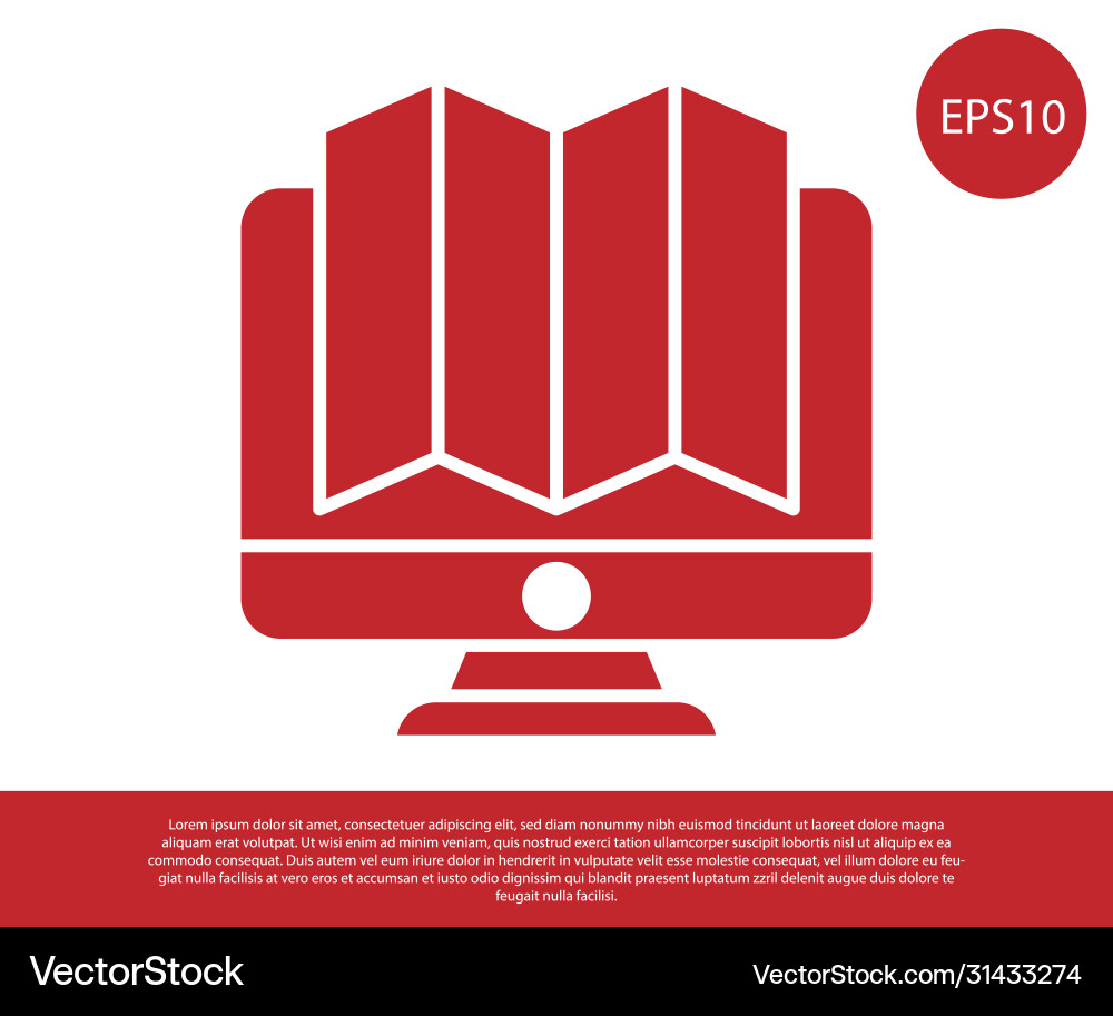 Red location forest on a map in monitor Red location forest on a map in monitor Vector Image