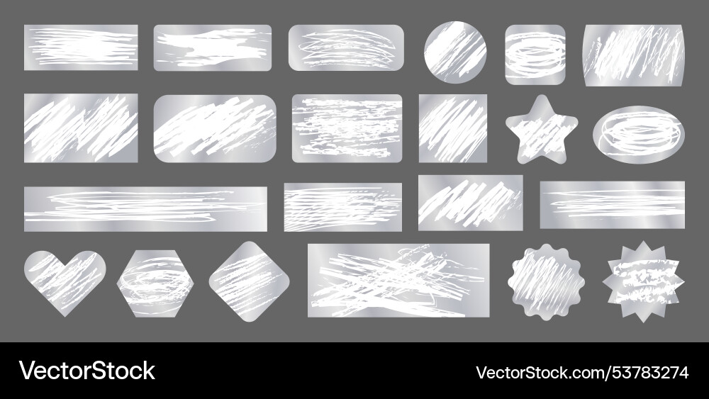 Scratch card template of different texturized vector image