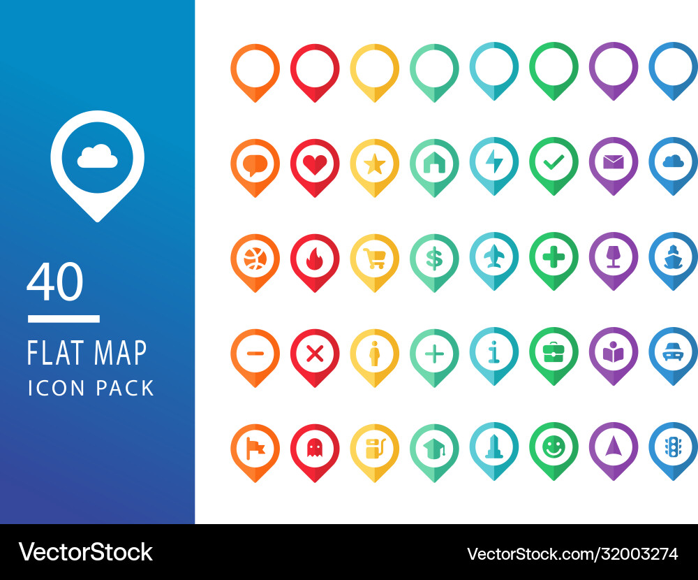 Set flat map location icon Set flat map location icon Vector Image