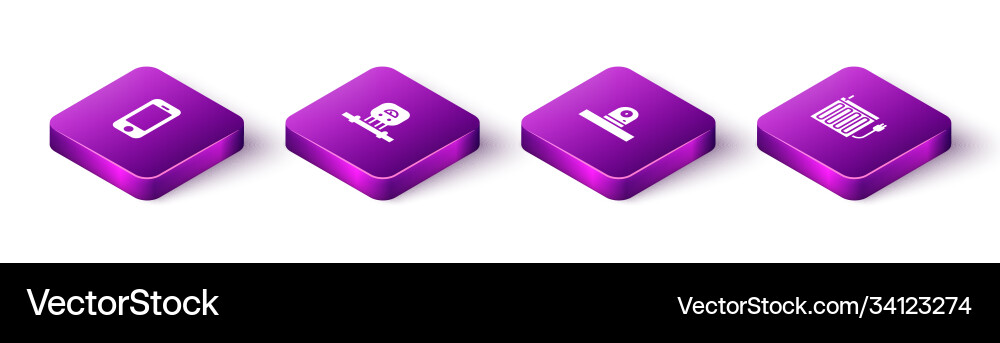 Set isometric smartphone sensor security camera Vector Image