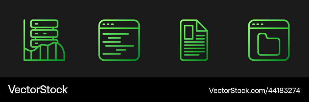 Set line file document server data web hosting Set line file document server data web hosting vector image