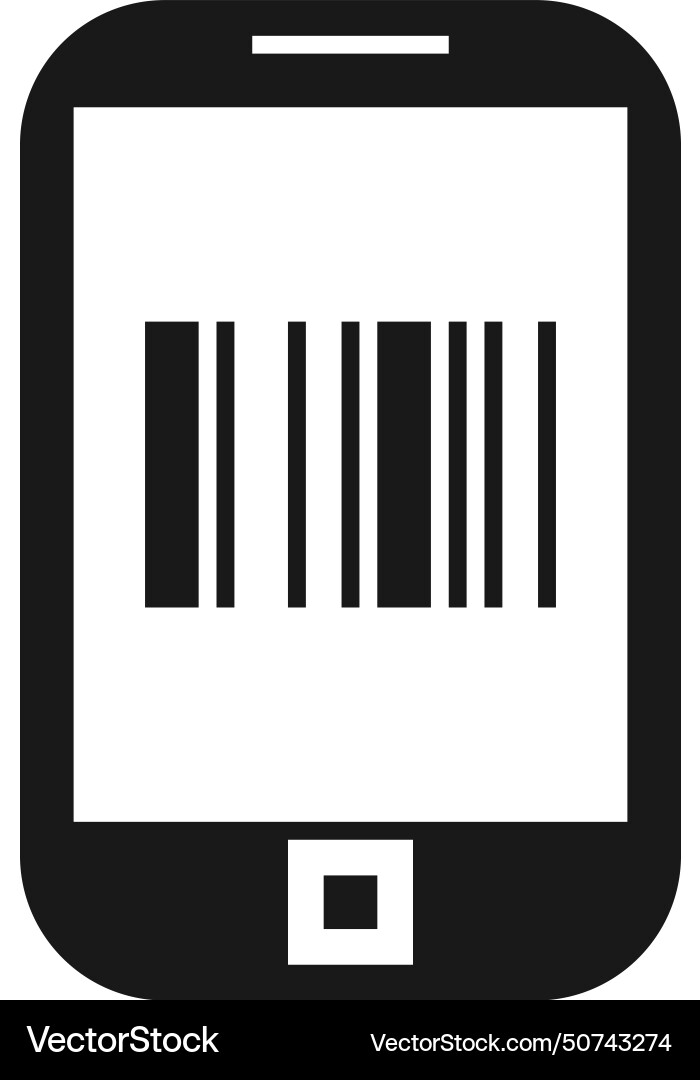 Smartphone with barcode on screen data scanner vector image