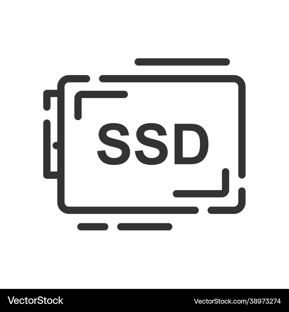 Ssd icon in simple one line style vector image