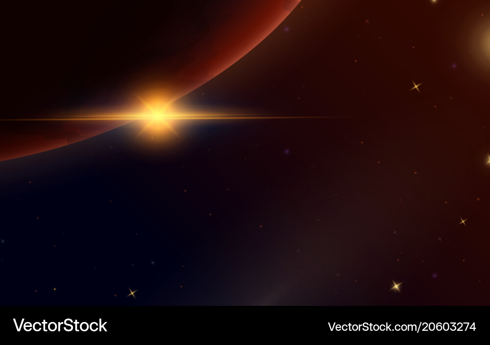 Sunrise in space red planet mars astronomical Vector Image