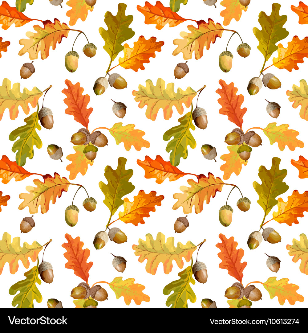 Watercolor Autumn Leaves Seamless Pattern Vector Image