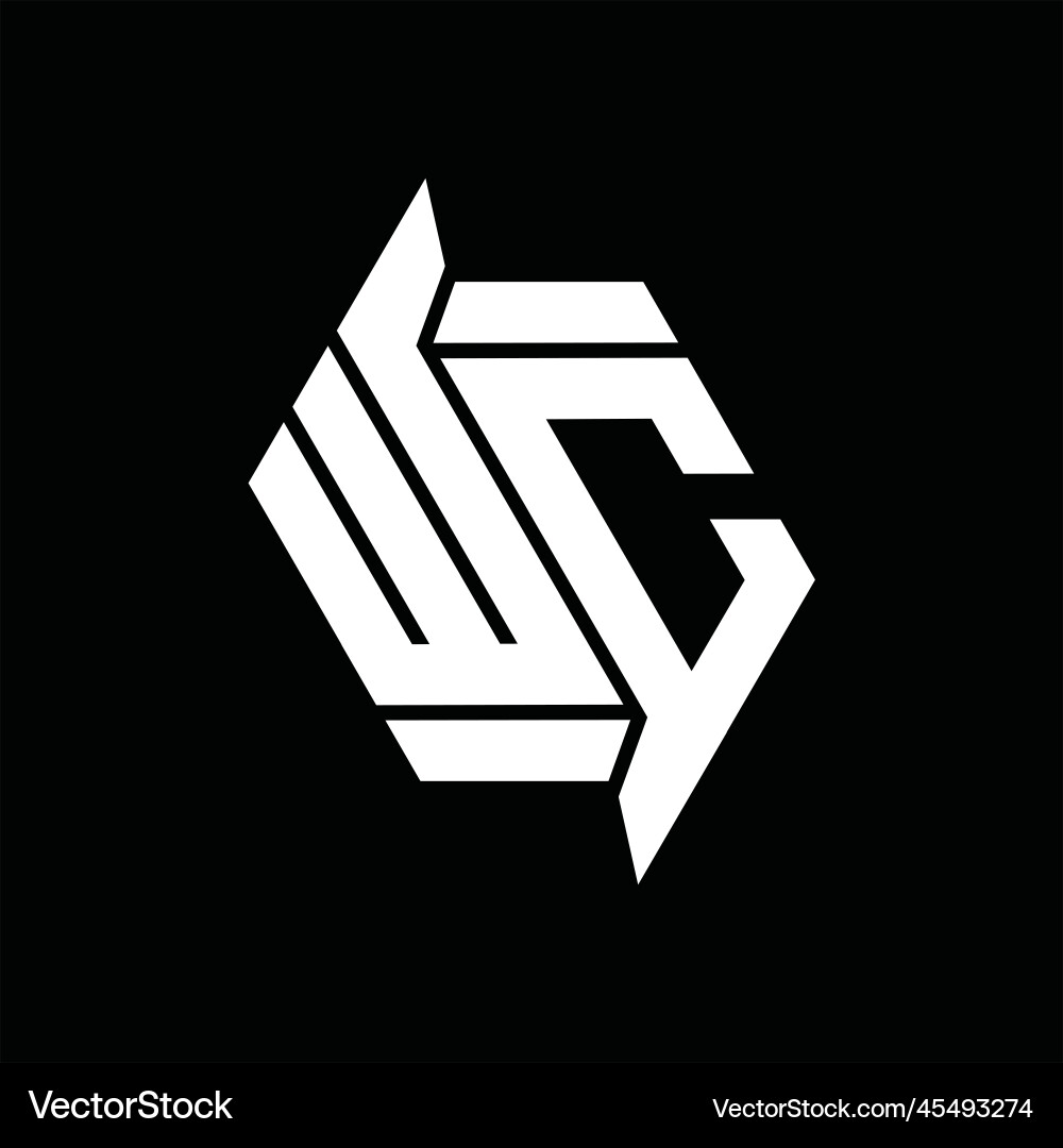 Wc logo monogram hexagon abstract shape images Wc logo monogram hexagon abstract shape images Vector Image