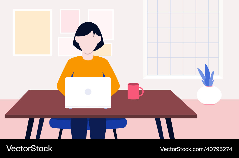 Working at home with copy space Working at home with copy space vector image