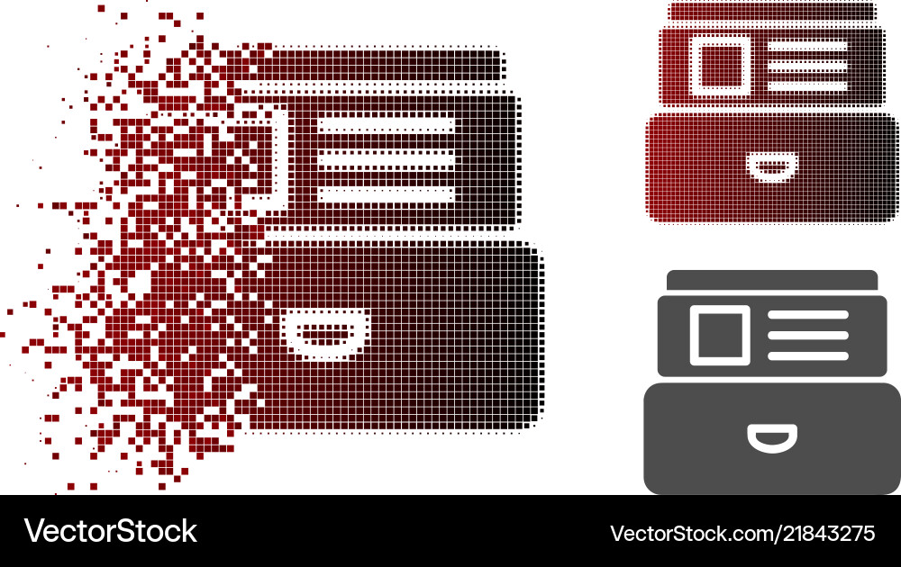 Decomposed pixelated halftone card index icon Vector Image