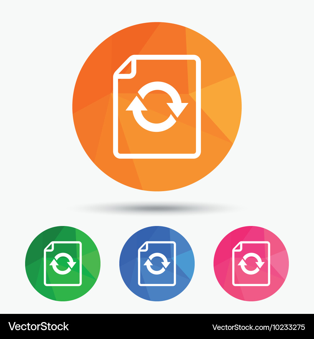 File document refresh icon reload doc symbol vector image