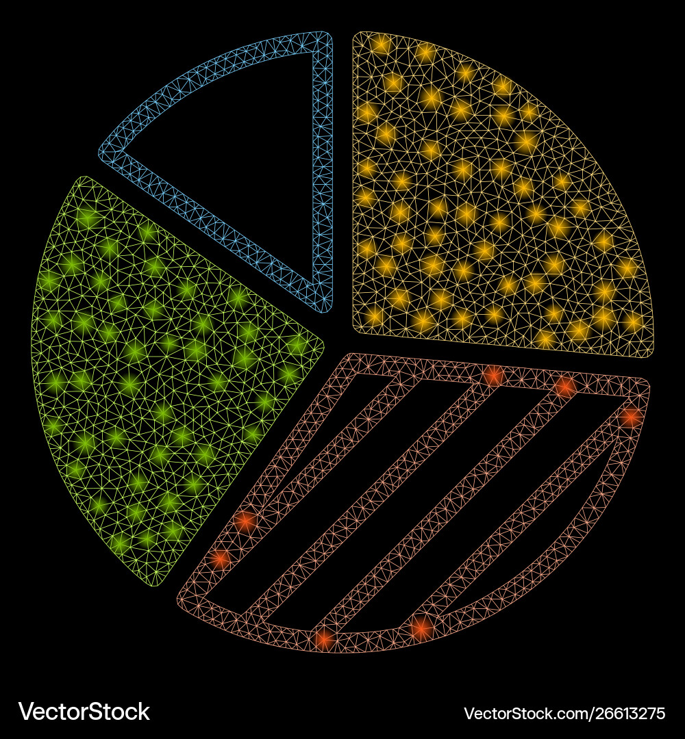 Flare mesh wire frame pie chart with spots Flare mesh wire frame pie chart with spots vector image
