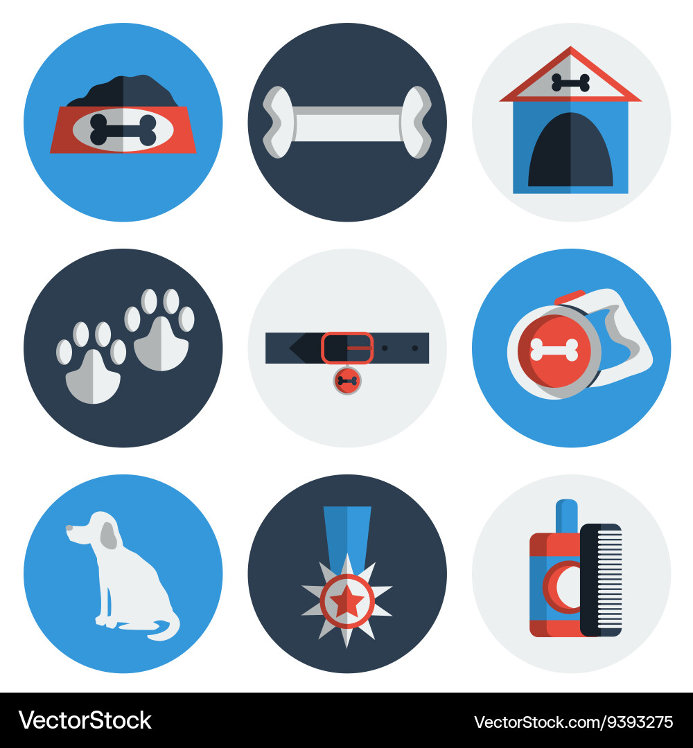 Flat dog icons Royalty Free Vector Image - VectorStock