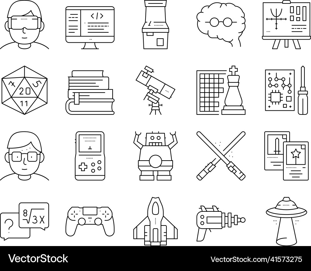 Geek nerd and gamer collection icons set Geek nerd and gamer collection icons set vector image