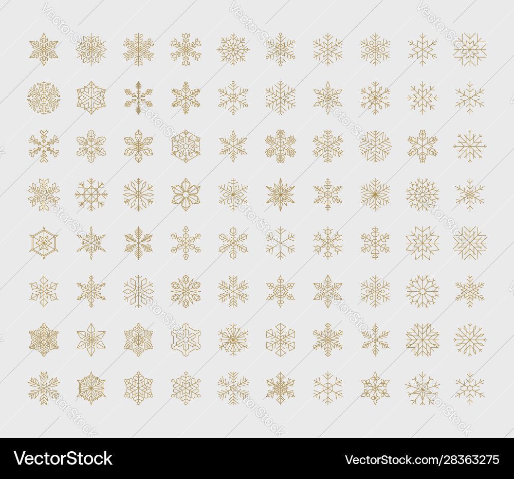 Geometric Snowflake Set - 80 Elements Vector Image